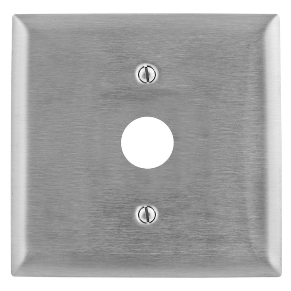 Hubbell Wiring Device-Kellems Wallplates and Boxes, Metallic Plates, 2- Gang, 1) .64" Opening, Standard Size, Stainless Steel SS741 - main